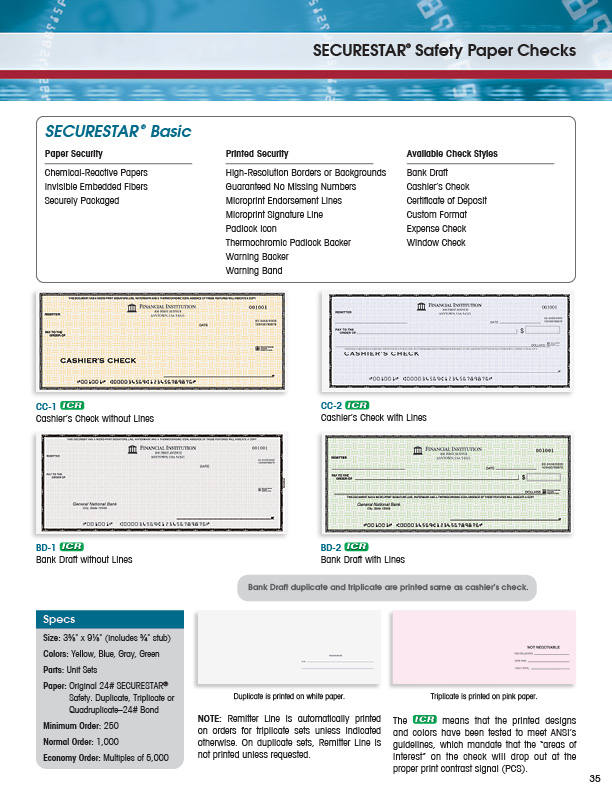 Internal Financial Forms/Official Checks – MICR Solutions